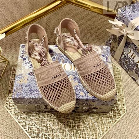 Dior Granville Espadrille with Laces Nude Mesh Embroidery